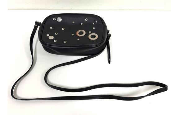 Alexander McQueen Handbags - Alexander McQueen Eyelet Black Leather Camera Crossbody Strap Bag Purse